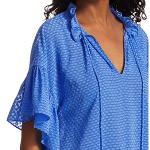 NWT - Alice + Olivia Women's Julius Ruffle Peasant Blouse - Paradise